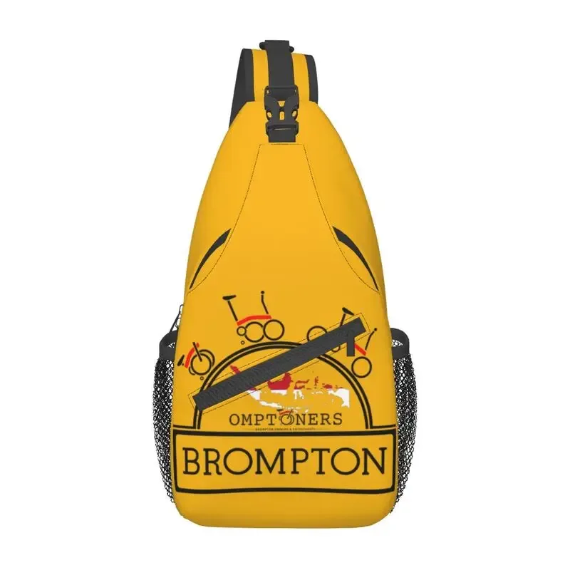 sac dos polyester jaune motif vélos brompton poche avant maille noire bandoulière ajustable voyage mode unisexe
