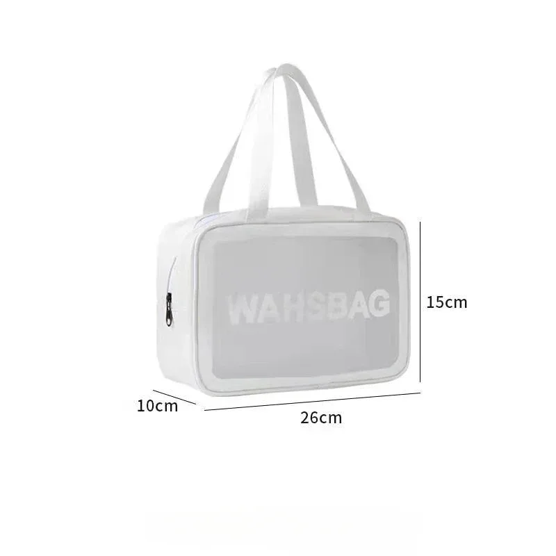 sac de rangement portable conviviale ré semi-transparent pour femme, étanche, séparation à sec, support, poudres de maquillage, lavage, voyage