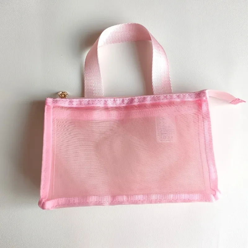 sac de rangement en maille pour maquillage, sac à main en maille, sac de voyage portable pour passeport, trousse de toilette, sac de rangement ajouré