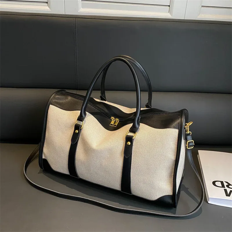 sacs de voyage en toile grande capacité pour femmes, sac à main de voyage personnalisé avec logo, sac de sport vintage, personnalisation sur mesure