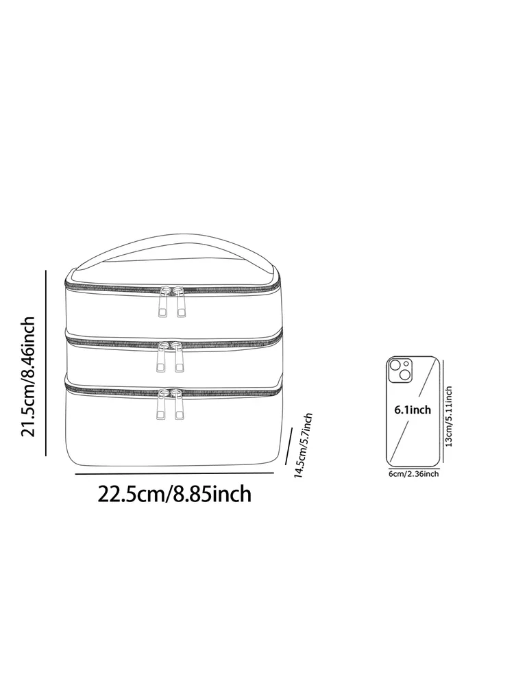 1 pièce, sac à cosmétiques à 3 couches à motif de lune et d'étoile, sac de gestion de maquillage multifonctionnel, douche de baignoire, portefeuille, cosmétiques portables, rouge à lèvres, brosse, organisateur de soins de la peau, sac à cosmétiques à 3 couches à motif ciel étoilé