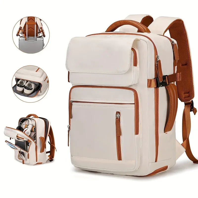 sac à dos de voyage pour femme avec compartiment à chaussures adapté pour ordinateur portable de 15,6 pouces, sac à dos à bandoulière réglable