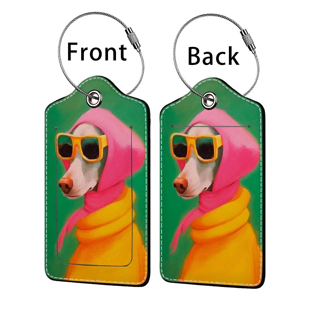 offre spéciale mignon chien en cuir affaires étiquette de bagage valise adresse étiquette bagages embarquement étui étiquette nom id adresse clip