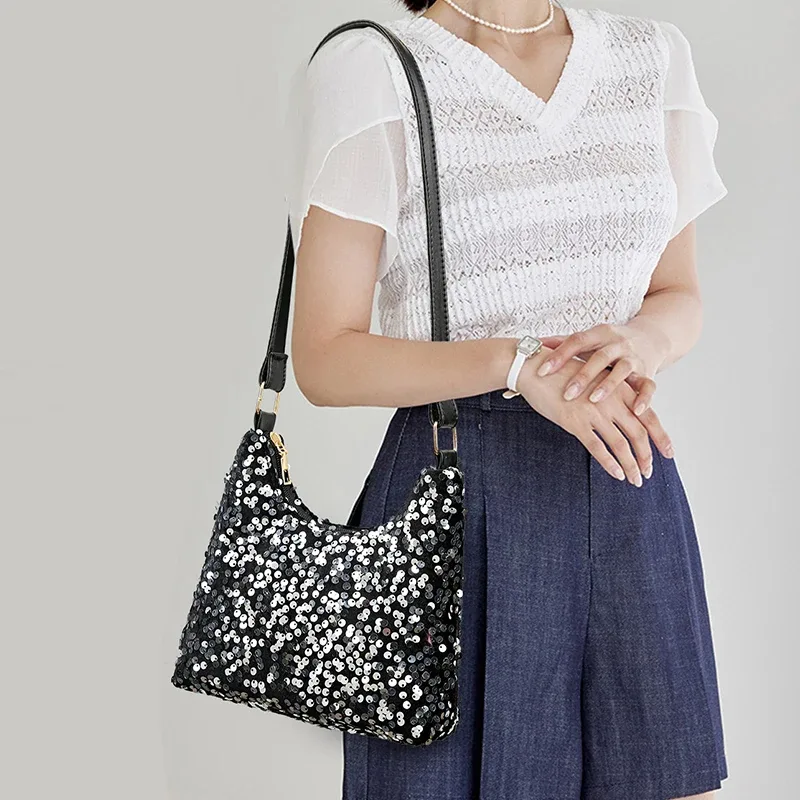 nouveau sac à main coréen pour femmes avec décoration de paillettes, sac à bandoulière carré polyvalent, petit sac à main tendance pour un usage quotidien