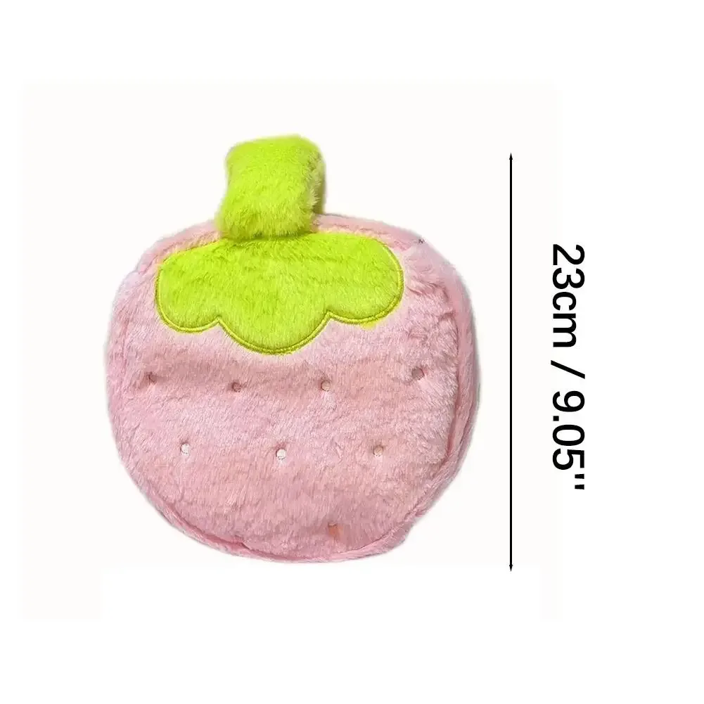 trousse de toilette en peluche fraise pour femme, grande capacité, mignonne, pour maquillage et voyage, pochette organisateur de soins de la peau portable, douce