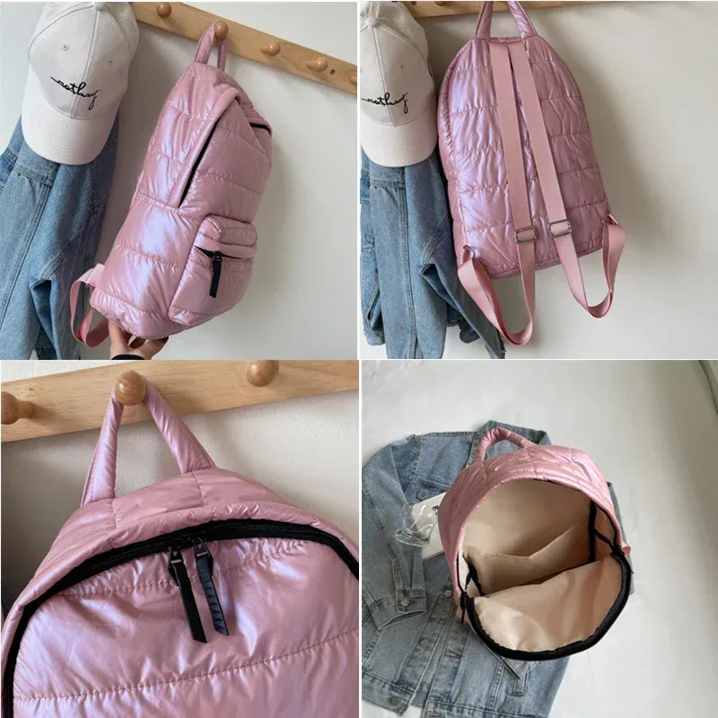 sac à dos d'école rembourré en coton imperméable pour femme, sac à dos décontracté pour femme, sacs de voyage, mode initiée, automne, hiver