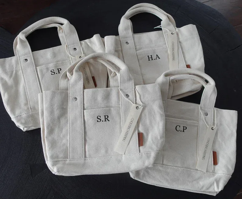 mini sac fourre-tout bateau en toile personnalisé, sac personnalisé, sac à main en toile, guest de mariage personnalisé, sacs de fille de fleur, sacs cadeaux