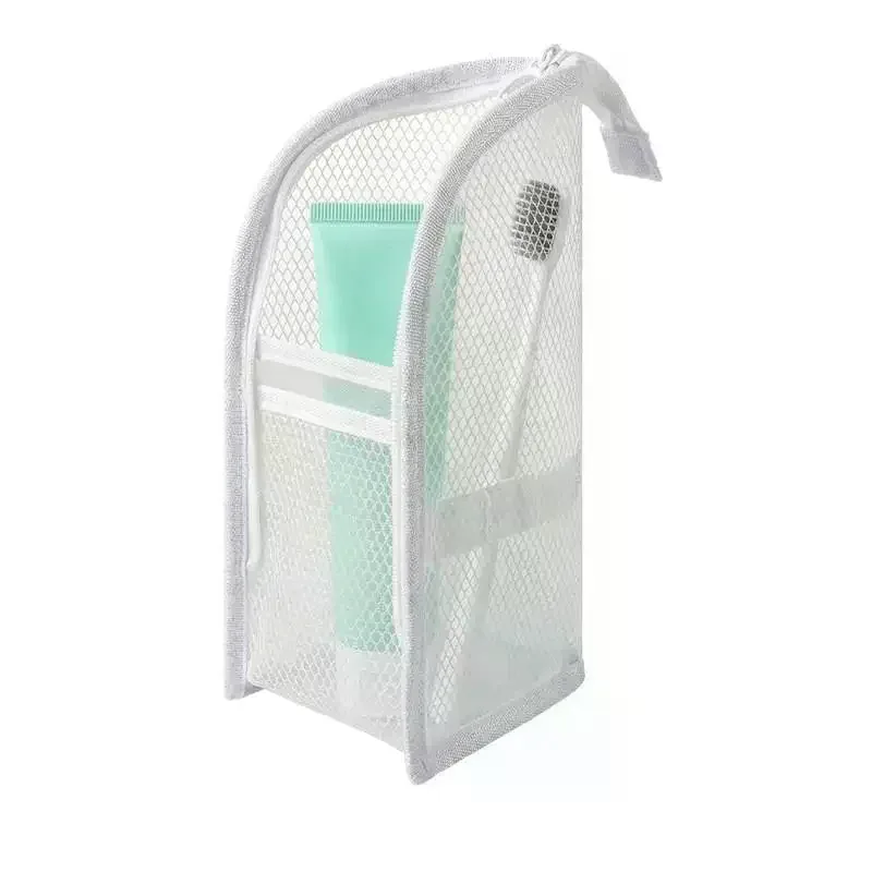 sac de toilette de voyage en maille respirante, avec poches de rangement, design vertical, pour les vacances et les voyages d'affaires, 1 pièce