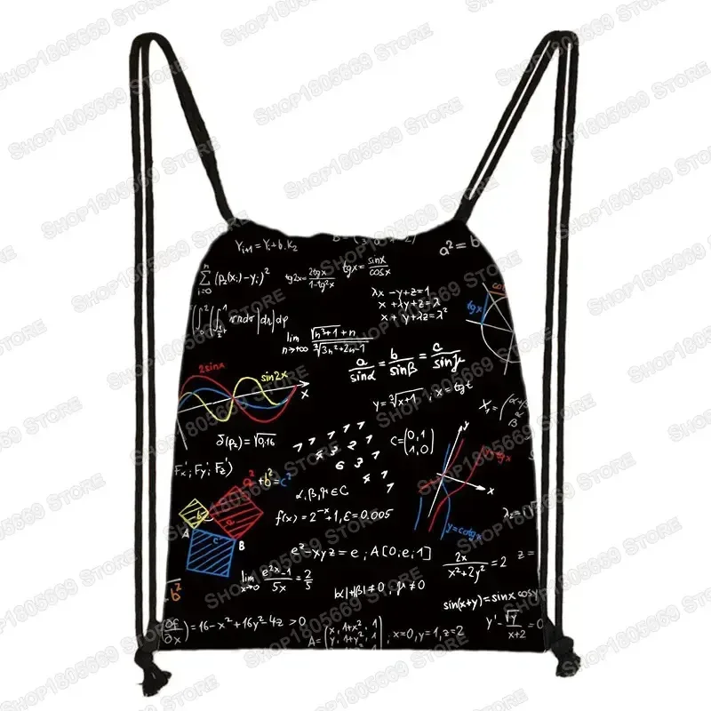 sac à dos magique cube imprimé avec cordon de serrage, sacs de rangement cubo magico pour voyage formule mathématique, sac à dos d'école pour garçons et filles, sac de jour pour enfants