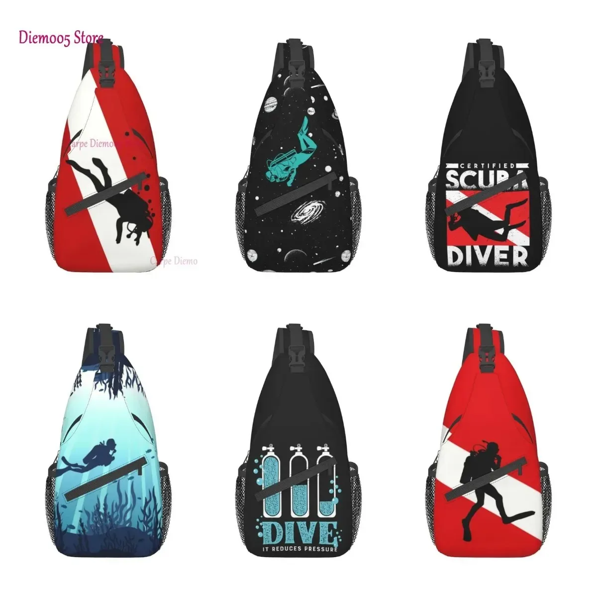 sensation de plongée sous-marine bubble sling crossbody backpack pour homme, sac de poitrine personnalisé initié par le plongeur, voyage, randonnée, sac à dos