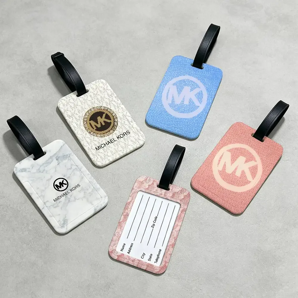 m-michaels-fashion-kors étiquette de bagage en pvc anti-perte avec porte-carte d'informations pour les voyageurs, utilisation quotidienne en extérieur