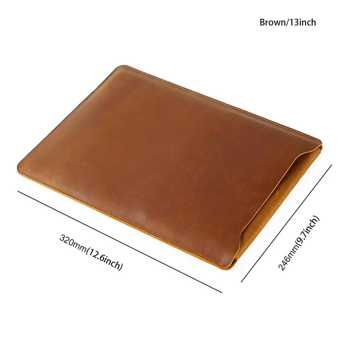 housse de protection matelassée en cuir de vache pour ordinateur portable, étui personnalisé pour macbook pro 12 "13" 14 pouces