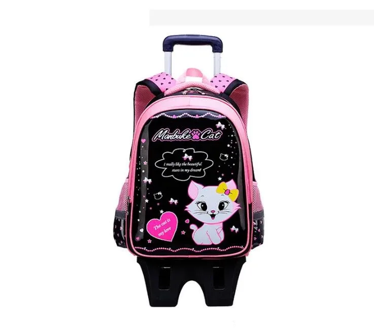 valise sac dos roulettes nylon fleur chat rose filles école voyage transport scolaire jeunesse