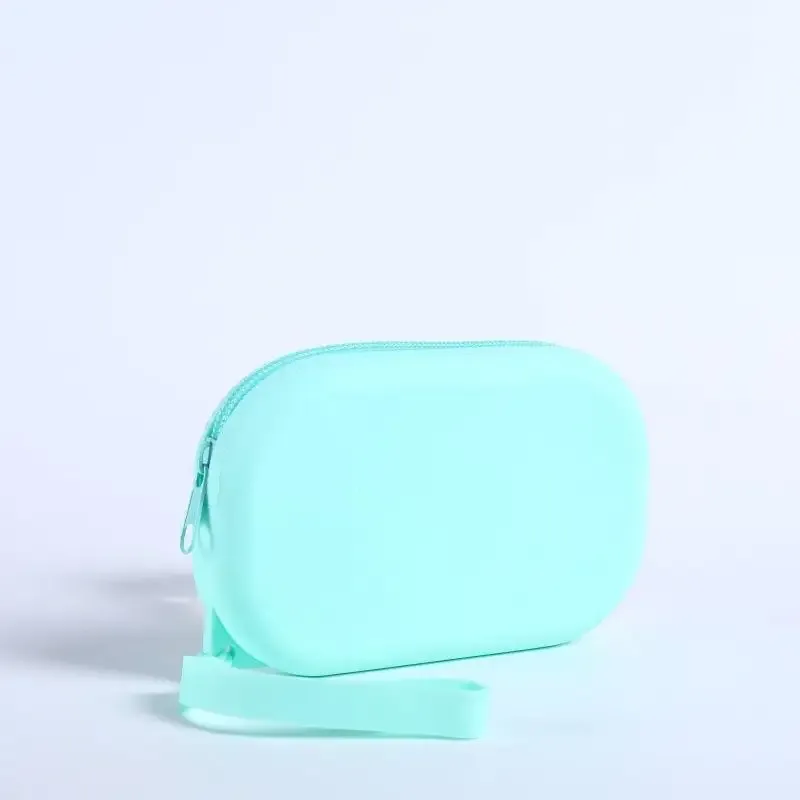 sac à fermeture éclair en silicone lisse pour écouteurs, portefeuille, organisateur de cosmétiques, porte-monnaie pour femmes et filles【smq】