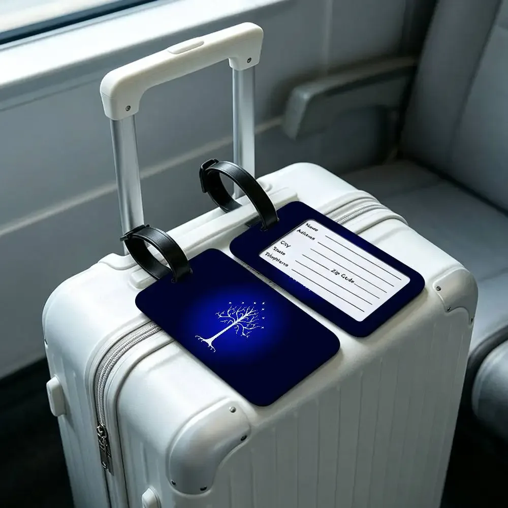 étiquette de bagage anti-perte en pvc durable avec carte d'information, inspirée du film le seigneur des anneaux, légère, pour l'identification des bagages