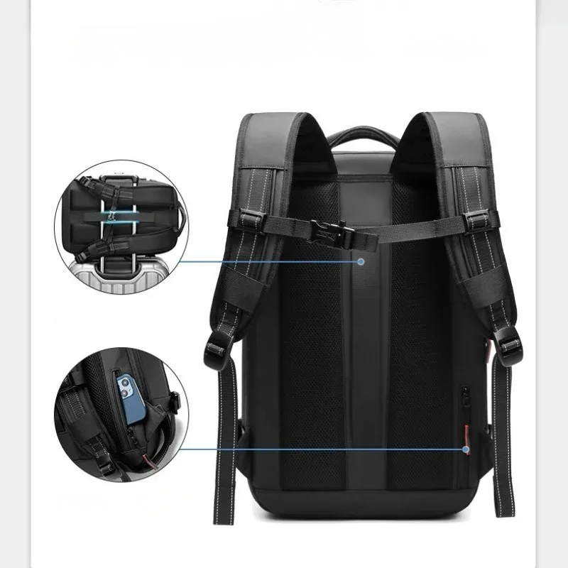 sac à dos de voyage pour homme, sacs à dos à compression sous vide, grande capacité, sacs pour ordinateur portable de 17 pouces, sacs à dos extensibles pour l'extérieur