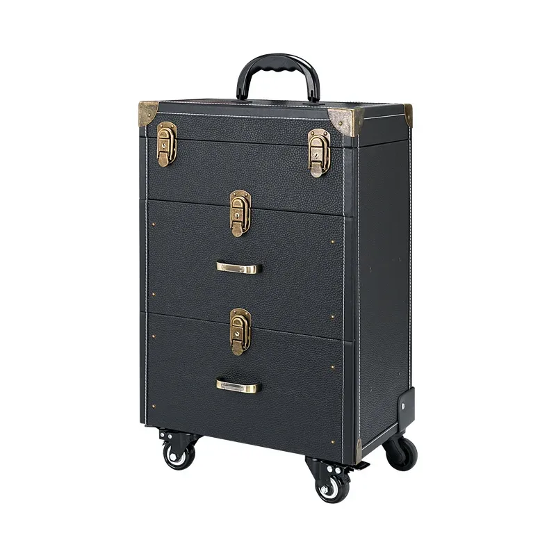 valise professionnelle pour ongles, organisateur de maquillage, kit de tatouage et d'art des ongles, valise de maquillage à roulettes universelles, boîte de maquillage multi-couches de grande capacité