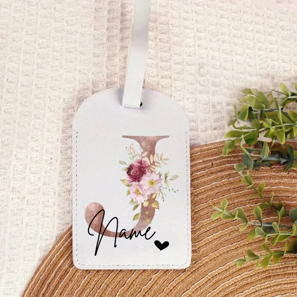 étiquette de bagage personnalisée avec nom | accessoires de voyage portables personnalisés en pu, avec monogramme imprimé tendance, idéaux pour les fêtes