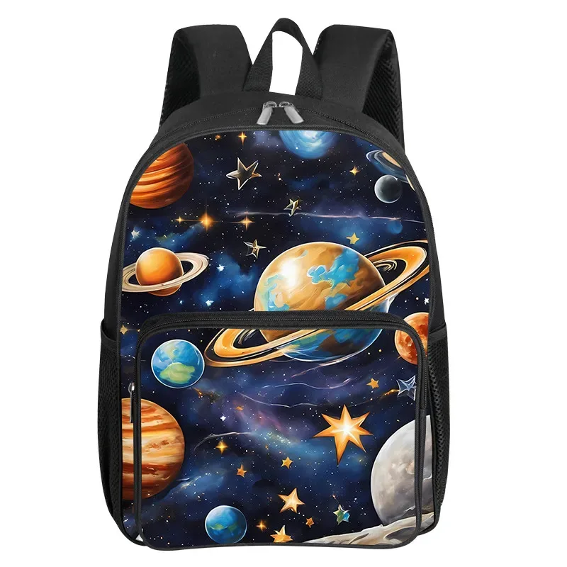 sac à dos à poche avant carrée à motif de planètes cosmiques pour garçons et filles, meilleurs cadeaux, sacs d'école à dessin animé 2d pour enfants