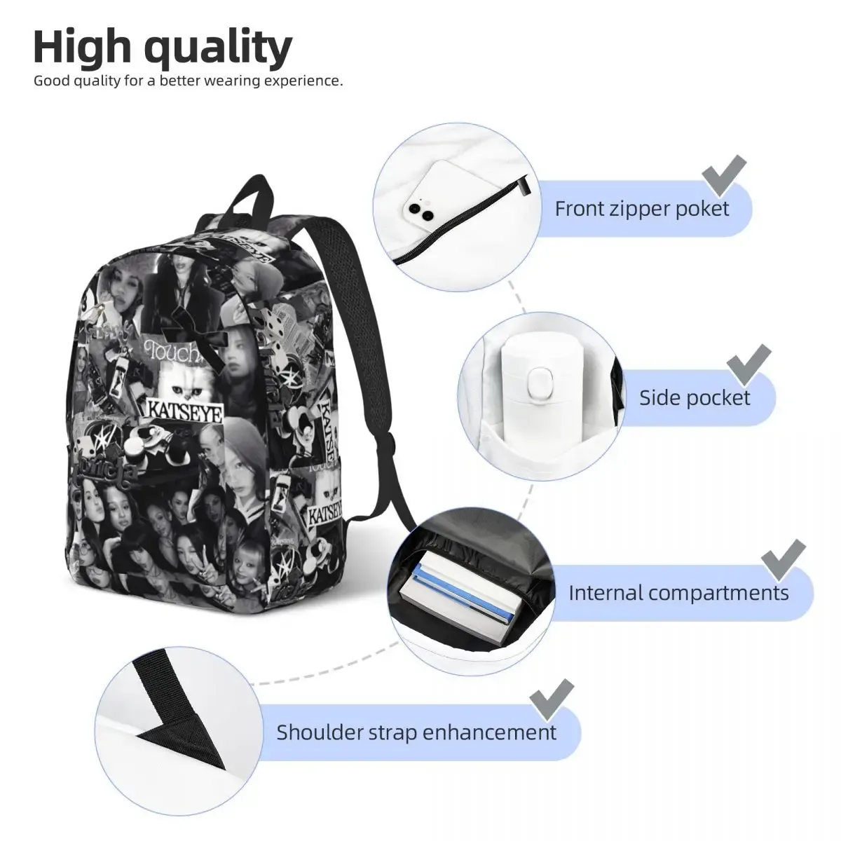 katseye sac à dos pour hommes femmes adolescent étudiant randonnée voyage sac à dos collège sacs en toile en plein air