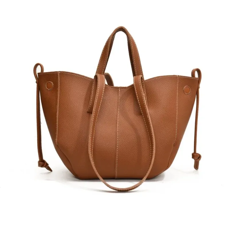sac fourre-tout en cuir véritable pour femme, style quotidien, avec cordon de serrage, pour le travail, les voyages, les trajets quotidiens et le style décontracté