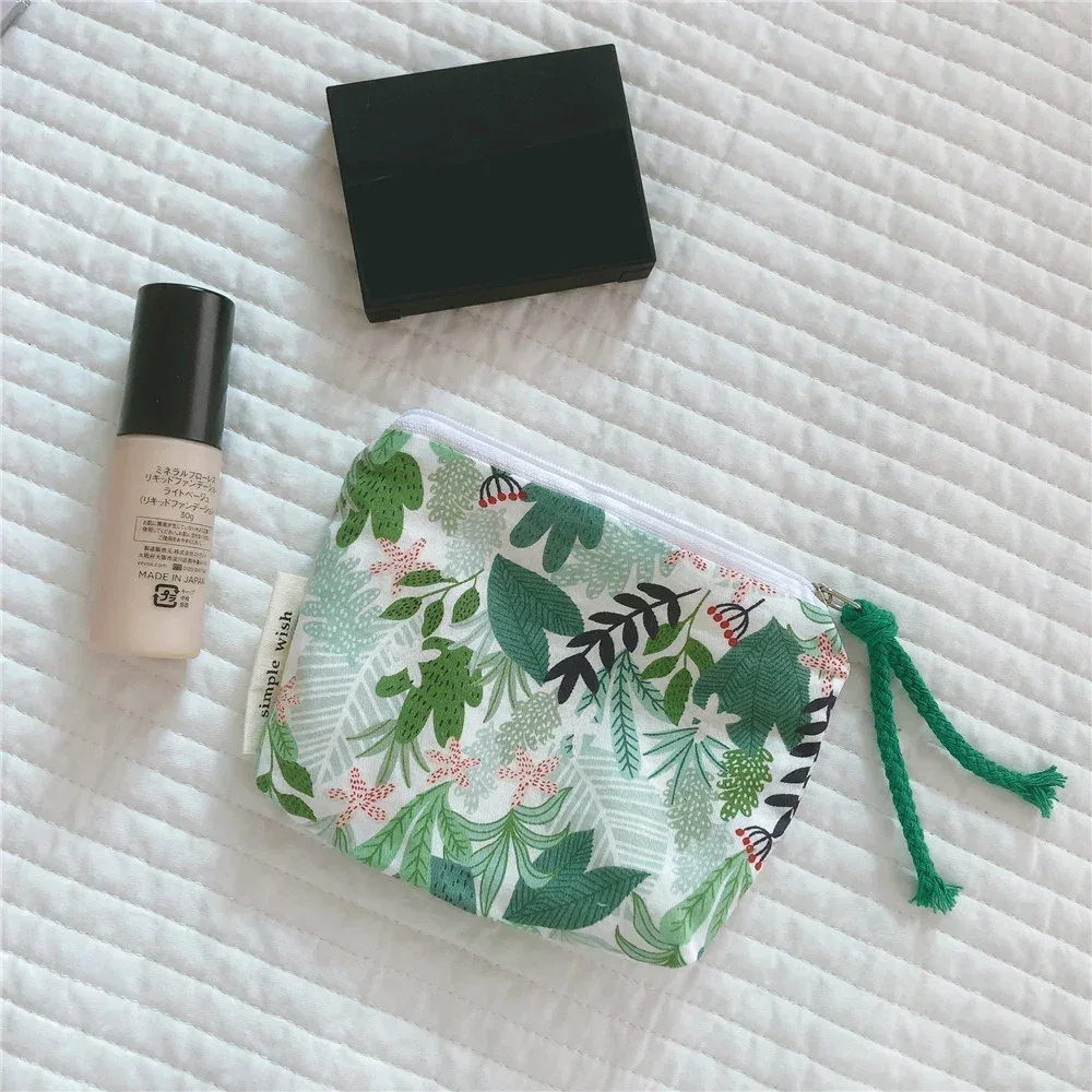 petit sac de maquillage cosmétique, mini sacs de rangement floraux en coton pour femmes, étui de maquillage pour rouge à lèvres, petit porte-monnaie pour enfants, pochette pour pièces de monnaie