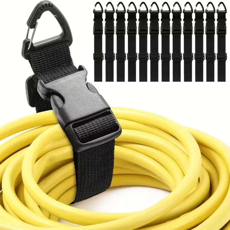 Lot de 5 organiseurs de câbles extensibles robustes et réglables avec verrouillage à boucle tri-axe, support de câble en PP noir durable pour garage