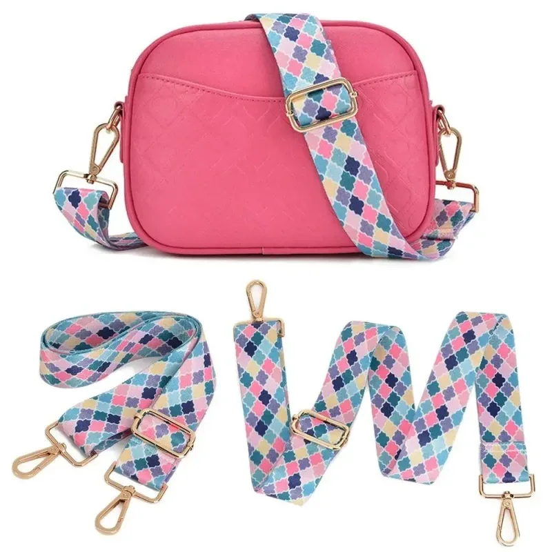 sangle de sac imprimée à transfert de chaleur de fleurs colorées, sangles de sac à main pour femme, sacoche à bandoulière, accessoires réglables
