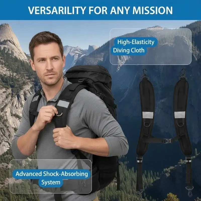 sangles de remplacement rembourrées antidérapantes pour sacs à dos, sangles réglables et durables pour sacs à dos d'ordinateur portable, camping, randonnée, usage quotidien et décontracté