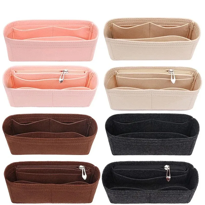 organisateur voyage tissu feutre non tissé multicouleurs compartiments poignée glissière maquillage sacs cosmétiques accessoires femmes
