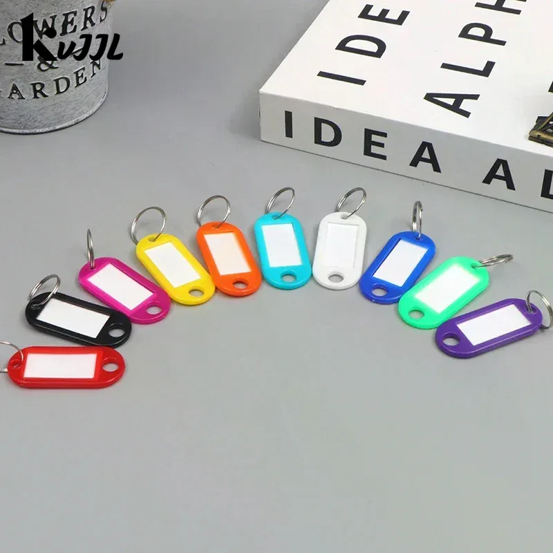 porte-clés coloré, étiquette de clé, identification, nom, adresse de salle, marqueur de numéro tel, étiquette de bagage avec anneau fendu, 50 pièces