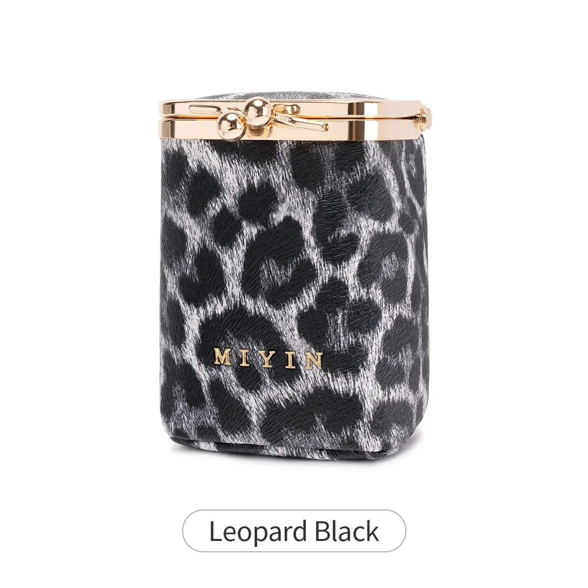 pochette de rangement pour rouge à lèvres imprimé léopard, mini sac de maquillage portable en cuir microfibre pour femme, simple, pour bijoux, écouteurs et monnaie, avec m