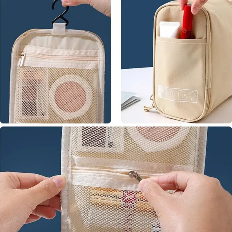 nouveau sac de rangement de maquillage de voyage sac à cosmétiques en nylon pour femmes sacs de maquillage de voyage suspendus kits d'organisation de toilette de lavage sacs de rangement