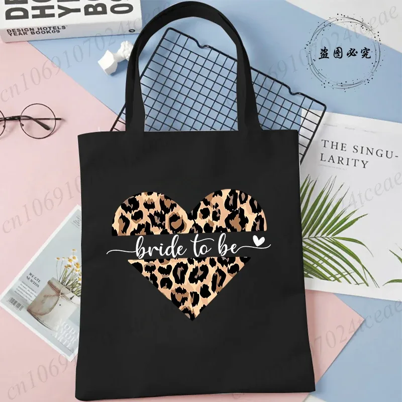 sac de shopping imprimé léopard pour mariée, sac à main réutilisable harajuku, fourre-tout pour étudiant, sacs de rangement pour fête de mariée