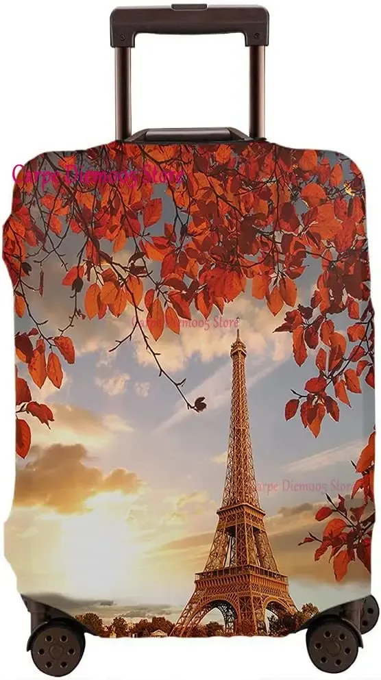 juste de valise de voyage tour eiffel paris avec fleurs roses, housse de protection des bagages, convient aux valises de 18 à 32 pouces