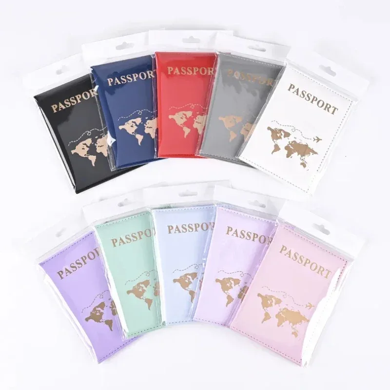 housse de protection pour passeport à la mode, motif mondial, porte-passeport de voyage, portefeuille cadeau, étui pour cartes en cuir pu, sac de rangement unisexe