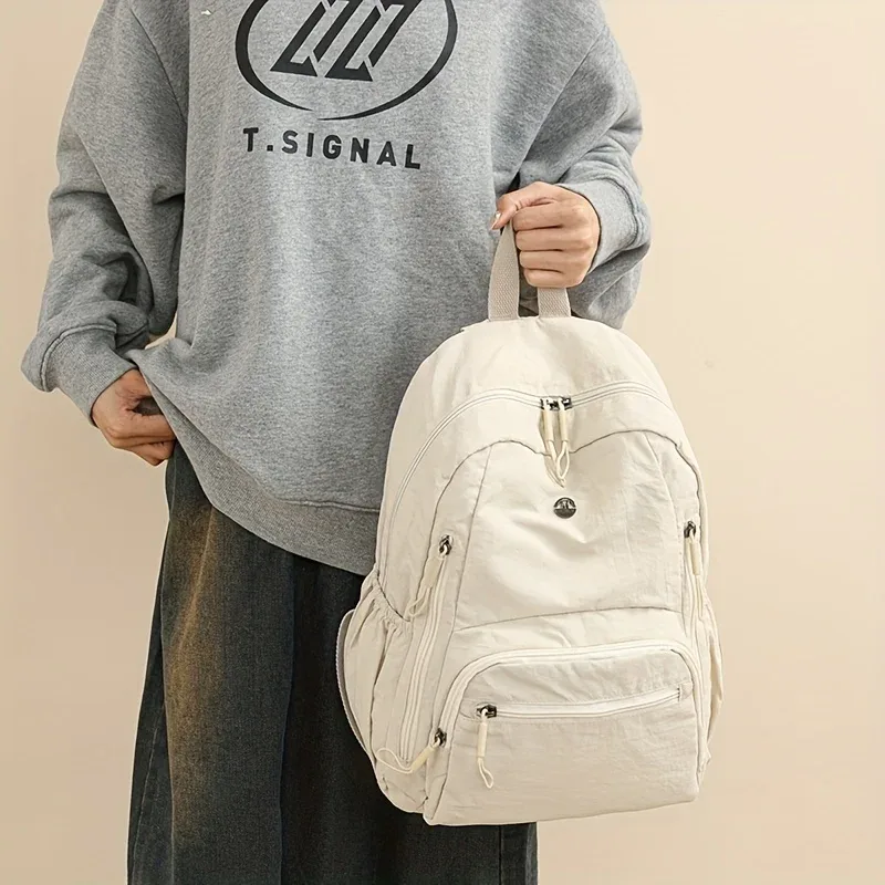 sac à dos minimaliste léger de grande capacité avec bretelles réglables, sacs à dos décontractés de voyage de sport de style collégial