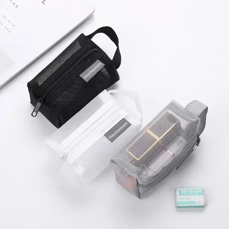 mini sacs à cosmétiques en maille de nylon transparent pour femmes, petits sacs de maquillage pour rouge à lèvres, pochette pour ligne de données, étui organisateur pour clé d'écouteurs