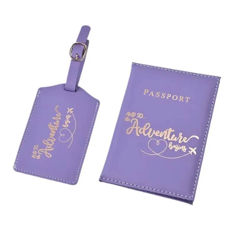 1 ensemble nouveau pu lettre impression porte-passeport étui air billet clip passeport couvre étiquette de bagage id banque porte-carte de crédit sac unisexe