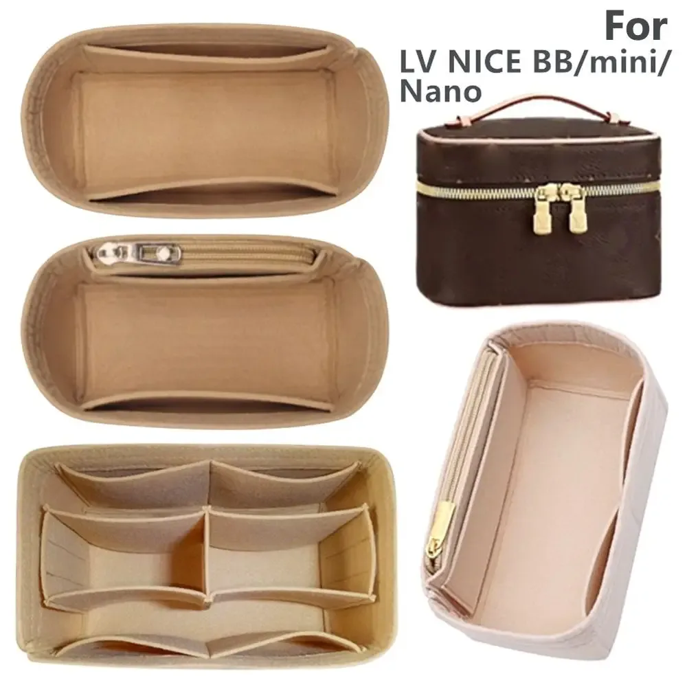organisateur de sac à main en feutre, insert de rangement portable pour sacs lv nice nano/mini/bb