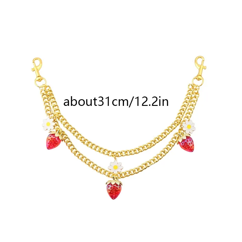 chaîne de suspension pour sac en alliage de zinc diy avec pendentif cerise, chaîne de transport détachable pour sac à bandoulière, chaîne d'extension pour sac à main pour femme