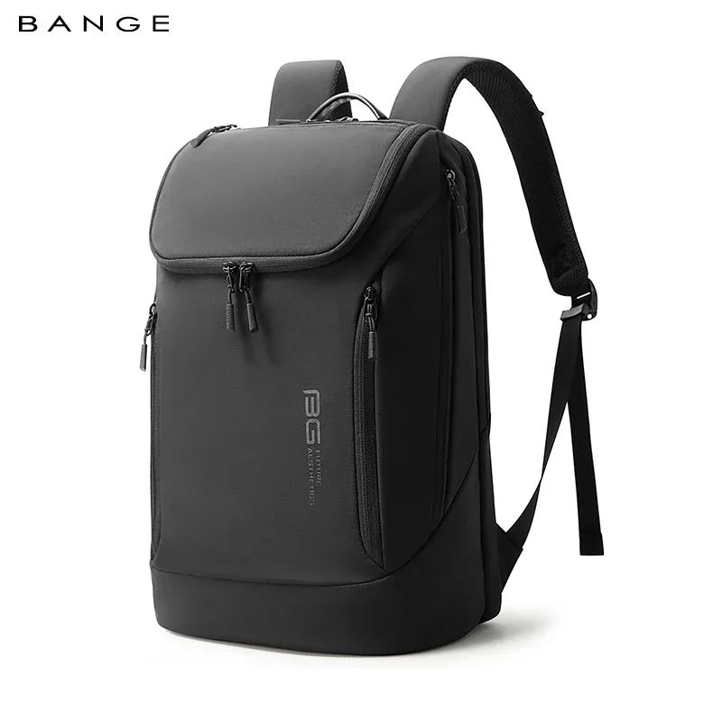 sac dos nylon unisexe noir gris bleu fermeture éclair motif solide détails métalliques tissu résistant transport journalier voyage affaires