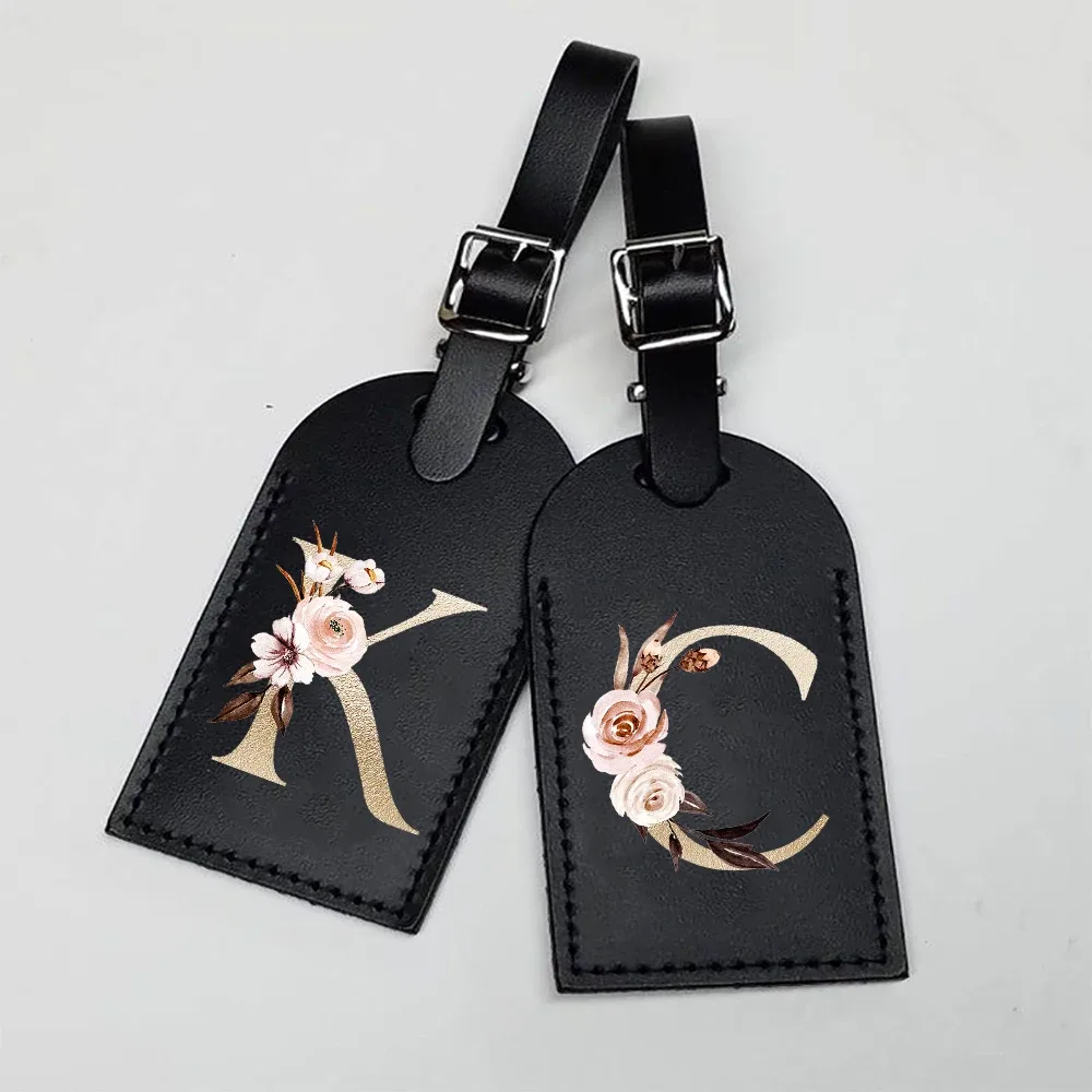 étiquette de bagage initiale en cuir pu pour valise, sac à main, étiquette de sac de voyage, étiquette de valise avec carte nominative et couverture de confidentialité