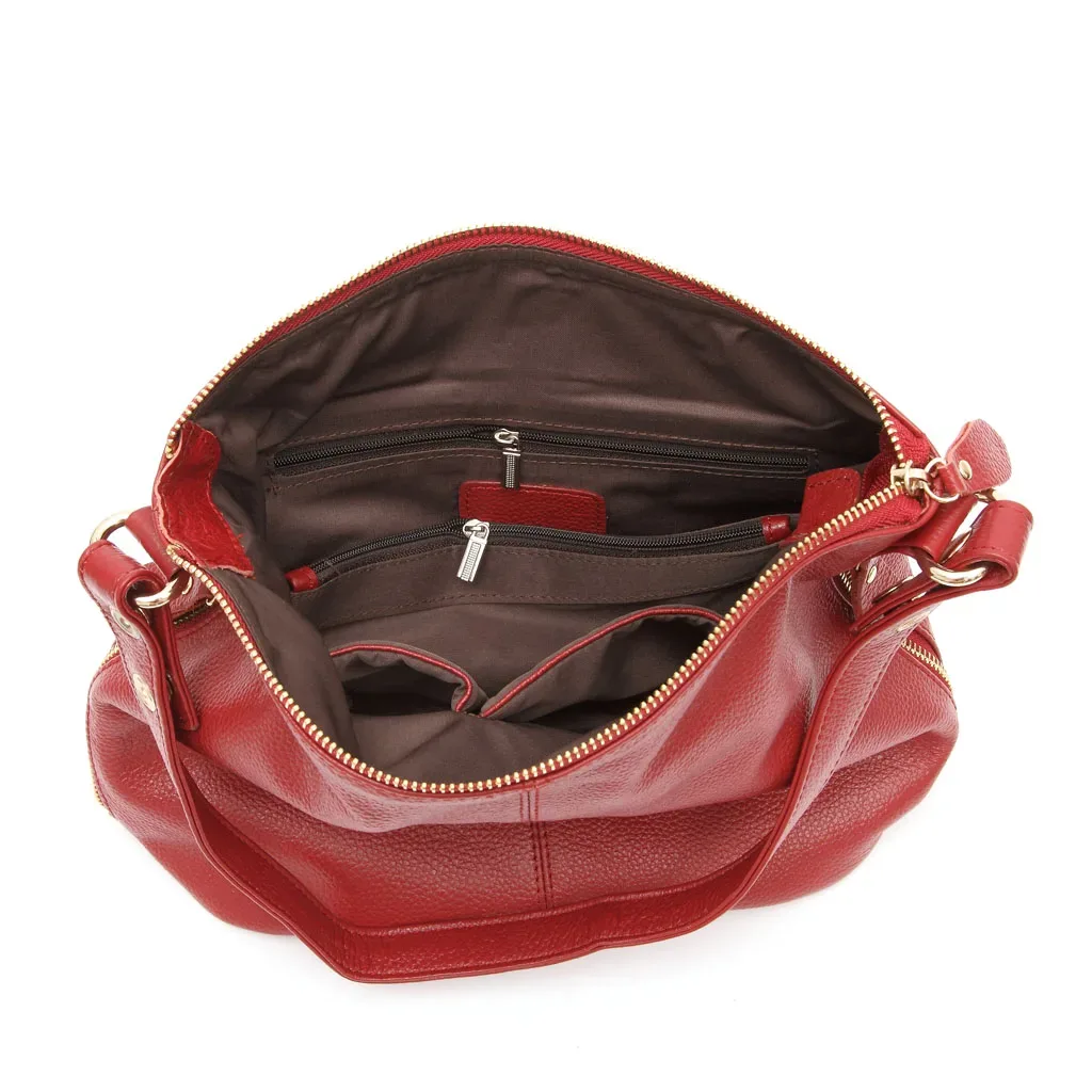 zency-sac à main élégant en cuir rouge pour femme, 100% group, hobo, charme, anneau, moyen, initié, jaune vif