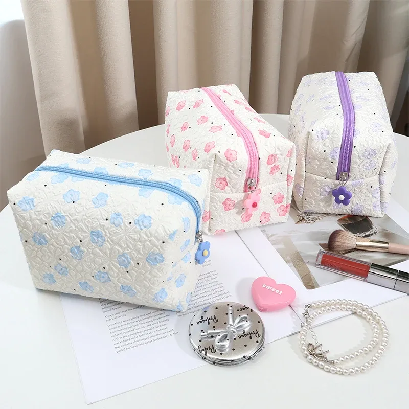 sac de maquillage moelleux à motif bulles - sac de rangement cosmétique portable de grande capacité - sac organisateur de maquillage multifonctionnel