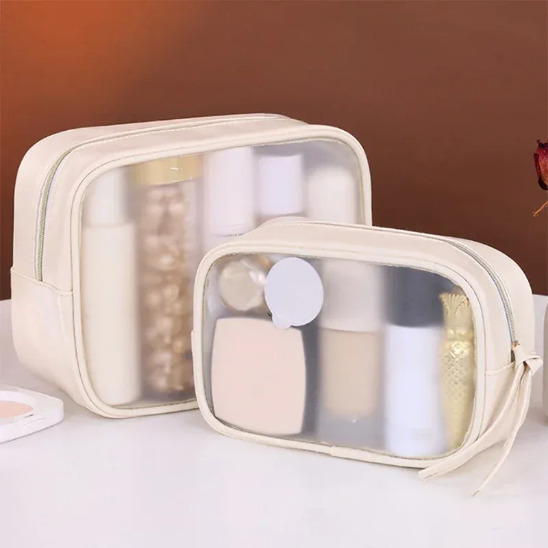 sac de rangement de cosmétiques de grande capacité, sac de maquillage multifonctionnel semi-transparent, trousse de toilette de voyage d'affaires, 1 pièce