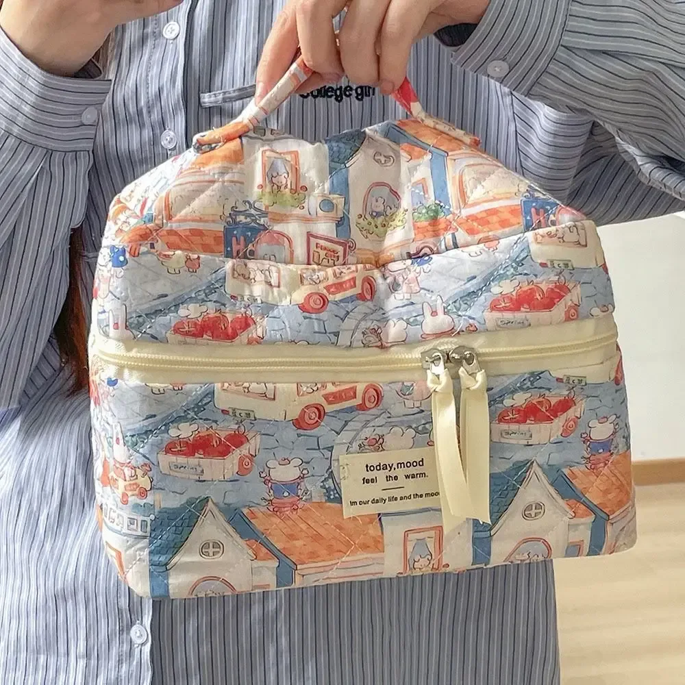 sac de maquillage à motif d'animaux de dessin animé de haute qualité, pochette à fermeture éclair de grande capacité, sac matelassé, trousse de toilette, organisateur de voyage