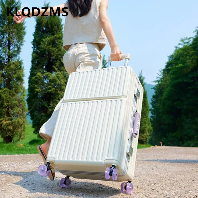 klqdzms valise ouverture avant boîte d'embarquement boîtier de chariot pour ordinateur portable 20 "24" 26 "28 pouces boîte de mot de passe de grande capacité avec bagage à roulettes