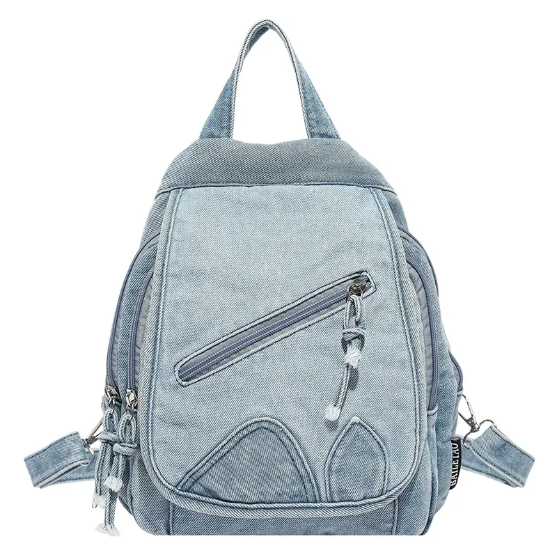 rétro grande capacité lavé denim simple sacs à dos femmes trajet fourre-tout sac 2025 femmes sac quotidien shopper sacs à main bolsa