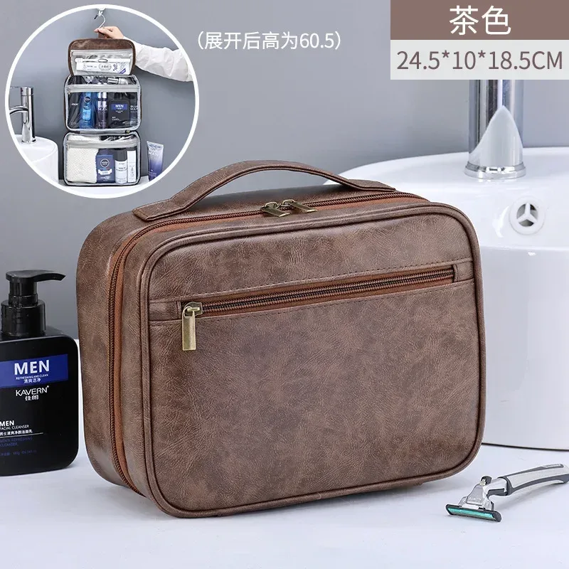 sacs à cosmétiques pour hommes, essentiels de voyage, organisateur de cosmétiques, sac de rangement suspendu pliable, sac de maquillage de luxe transparent et étanche